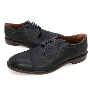 Johnston & Murphy Lawrence Cap Toe Sheepskin Black Leather Lace-up Oxford 12D